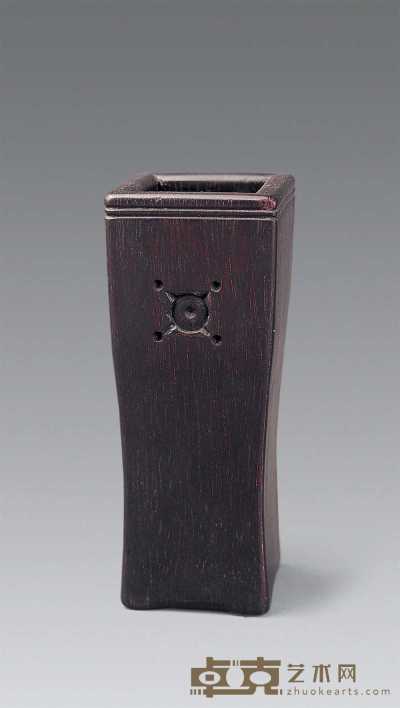 清 紫檀花瓶形方笔筒 长4.5cm宽4.5cm高11cm